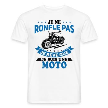 Je Ne Ronfle Pas Je Rêve Que Je Suis Une Moto - T-shirt homme - blanc - Devant - AI Model Male 178 dark (178cm)