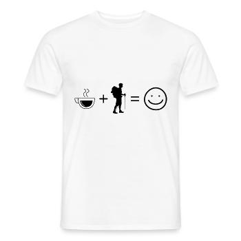 Coffee Smile Face and Hiking - - Men's T-Shirt - white - Front - AI Model Male 178 dark (178cm)