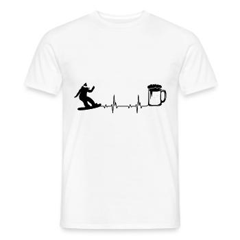 Heartbeat Beer and Snowboarding - - Men's T-Shirt - white - Front - AI Model Male 178 dark (178cm)