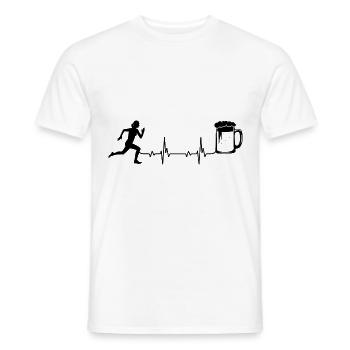 Heartbeat Beer and Running - - Men's T-Shirt - white - Front - AI Model Male 178 dark (178cm)