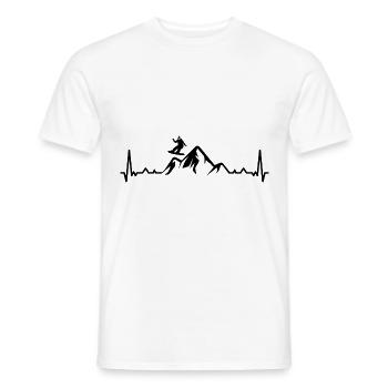 Heartbeat Mountain and Snowboarding - - Men's T-Shirt - white - Front - AI Model Male 178 dark (178cm)