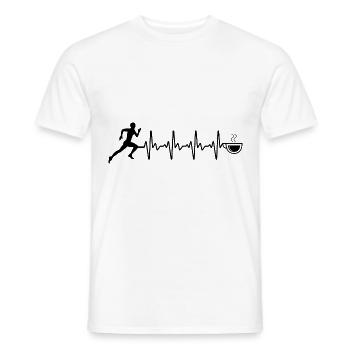 Heartbeat coffee and running - (2) - Men's T-Shirt - white - Front - AI Model Male 178 dark (178cm)