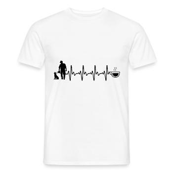 Heartbeat Coffee and Dog - (4) - Men's T-Shirt - white - Front - AI Model Male 178 dark (178cm)