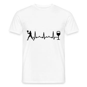 Heartbeat Wijn en Tennis - (2) - Heren T-shirt - wit - Voor - AI Model Male 178 dark (178cm)