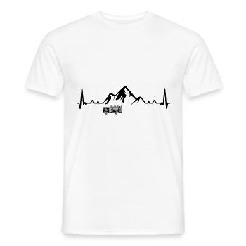 Heartbeat Mountain 1 and Fire Brigade Brigader - (2) - Men's T-Shirt - white - Front - AI Model Male 178 dark (178cm)