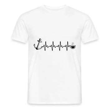Heartbeat Kaffee und Segelboot - (2) - Männer T-Shirt - Weiß - Vorne - AI Model Male 178 dark (178cm)
