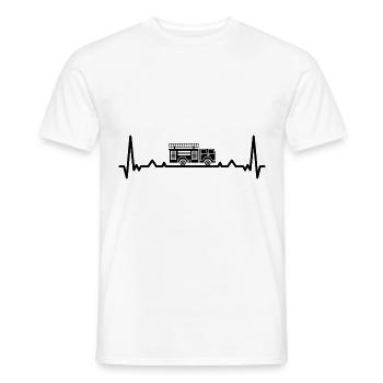 Heartbeat and Firefighter Brigader - (2) - Men's T-Shirt - white - Front - AI Model Male 178 dark (178cm)