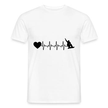 Heartbeat heart and snowboarding - (2) - Men's T-Shirt - white - Front - AI Model Male 178 dark (178cm)