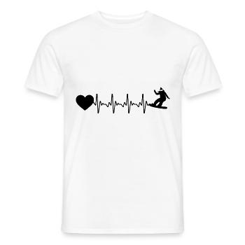 Heartbeat heart and snowboarding - - Men's T-Shirt - white - Front - AI Model Male 178 dark (178cm)