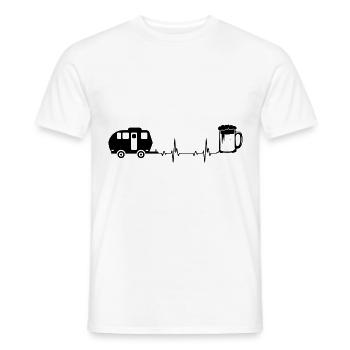 Heartbeat Bier und Camping - - Männer T-Shirt - Weiß - Vorne - AI Model Male 178 dark (178cm)