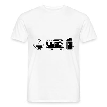 Coffee beer and camping - (3) - Men's T-Shirt - white - Front - AI Model Male 178 dark (178cm)