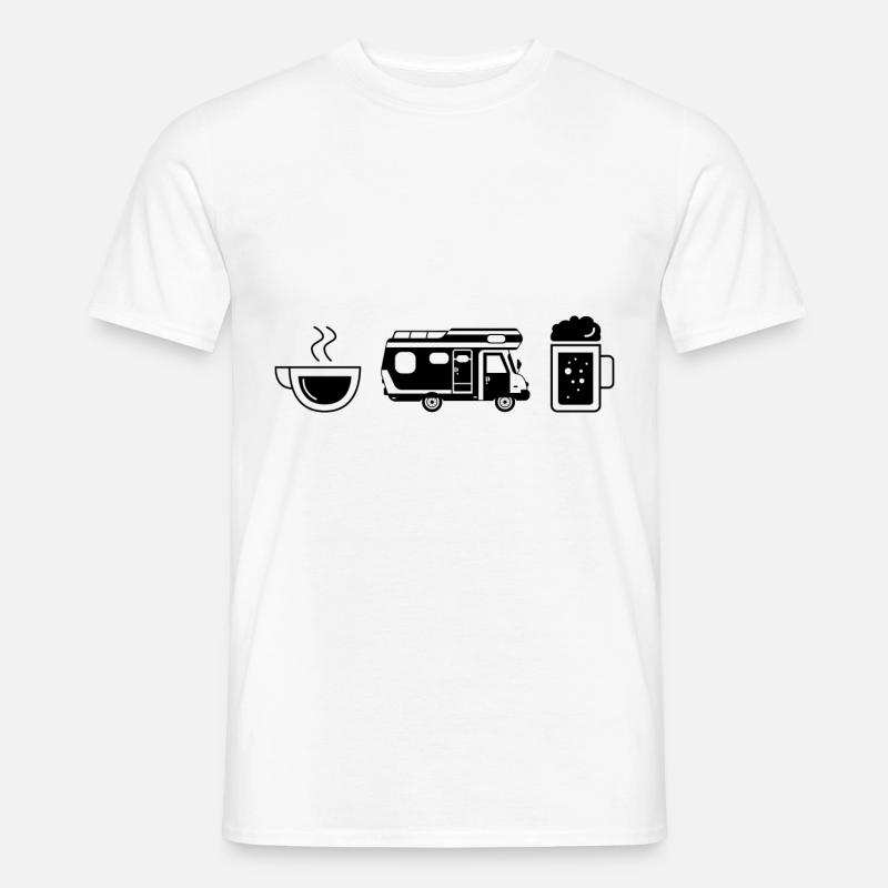 Kaffeebier und Camping - (3) - Männer T-Shirt - Weiß