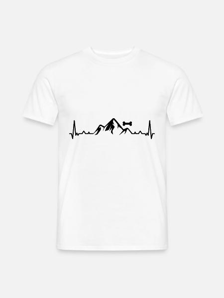 Heartbeat-Berg 1 und Hund - - Männer T-Shirt - Weiß
