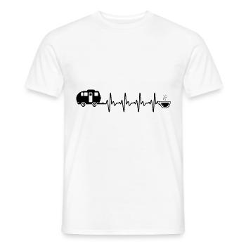 Heartbeat coffee and camping - - Men's T-Shirt - white - Front - AI Model Male 178 dark (178cm)