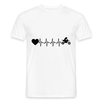 Heartbeat Heart and Motorcycle - (MOTORCYCLE) (2) - Men's T-Shirt - white - Front - AI Model Male 178 dark (178cm)