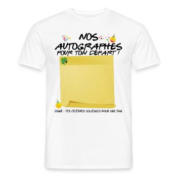 Cadeau Drôle Départ Collègue Autographes Des Stars - T-shirt homme - blanc - Devant - AI Model Male 178 dark (178cm)