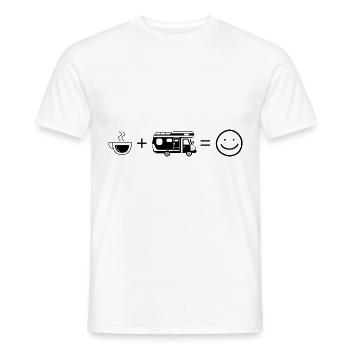 Coffee Smile Face and Camping - - Men's T-Shirt - white - Front - AI Model Male 178 dark (178cm)