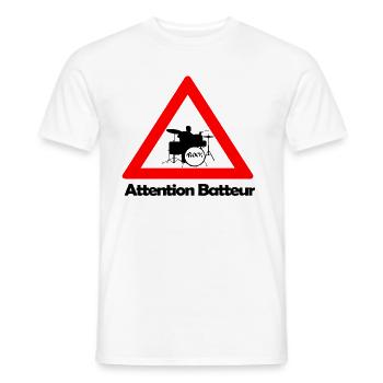 Warning drummer - Men's T-Shirt - white - Front - AI Model Male 178 dark (178cm)