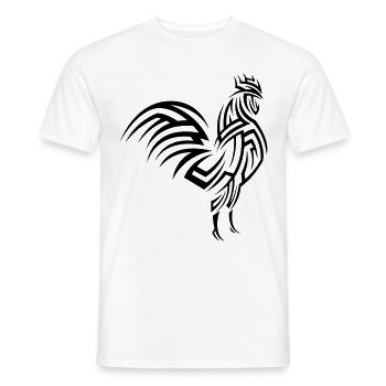 Tatouage tribal de coq - T-shirt homme - blanc - Devant - AI Model Male 178 dark (178cm)