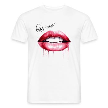 Embrasse-moi les lèvres Kissing Mouth Cadeau - T-shirt homme - blanc - Devant - AI Model Male 178 dark (178cm)