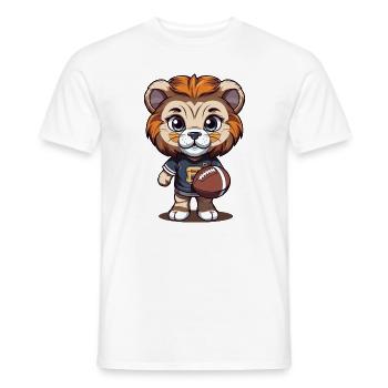 Mascotte d’animal de football américain Lion mignon - T-shirt homme - blanc - Devant - AI Model Male 178 dark (178cm)