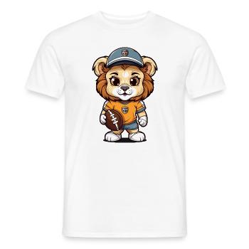 Mascotte d’animal de football américain Lion mignon - T-shirt homme - blanc - Devant - AI Model Male 178 dark (178cm)