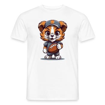 Mascotte d’animal de football américain Lion mignon - T-shirt homme - blanc - Devant - AI Model Male 178 dark (178cm)