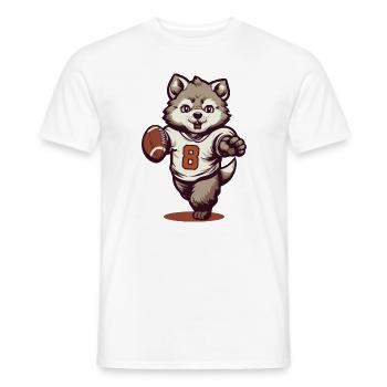 Mascotte mignonne d’animaux de football américain raton laveur - T-shirt homme - blanc - Devant - AI Model Male 178 dark (178cm)