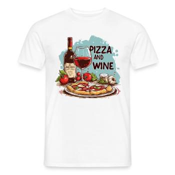 Pizza et vin Nourriture Alcool - T-shirt homme - blanc - Devant - AI Model Male 178 dark (178cm)