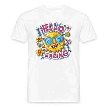 Bonjour le printemps Bonjour les fleurs de soleil de printemps - T-shirt homme - blanc - Devant - AI Model Male 178 dark (178cm)