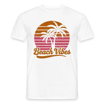 Beach Vibes Retro Sonne Urlaub Palmen Sommer - Männer T-Shirt - Weiß - Vorne - AI Model Male 178 dark (178cm)