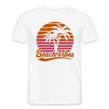 Beach Vibes Retro Sonne Urlaub Palmen Sommer - Männer T-Shirt - Weiß - Vorne - AI Model Male 178 dark (178cm)