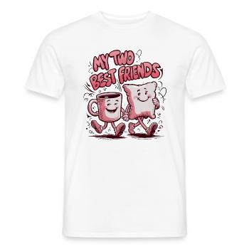 Kaffeetasse und Kissen My Two Best Friends - Männer T-Shirt - Weiß - Vorne - AI Model Male 178 dark (178cm)