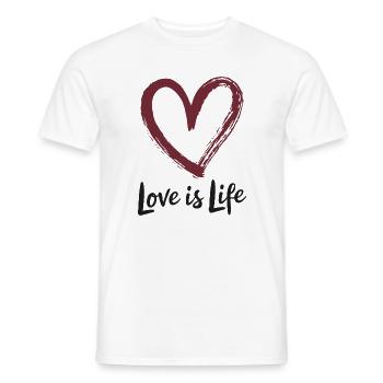 Cœur L’amour c’est la vie Saint-Valentin Dicton - T-shirt homme - blanc - Devant - AI Model Male 178 dark (178cm)