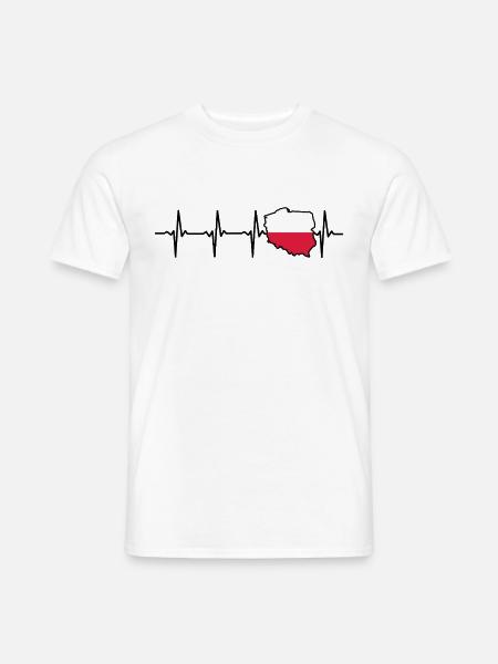 Herzschlag Polen Karte Geschenk für Polen - Männer T-Shirt - Weiß