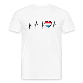 Luxembourg Heartbeat Flag Luxembourger - Men's T-Shirt - white - Front - AI Model Male 178 dark (178cm)