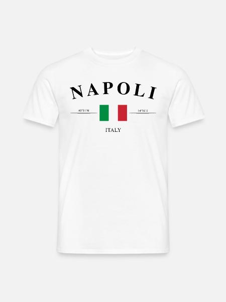 Napoli Italien Koordinaten Reise Souvenir - Männer T-Shirt - Weiß