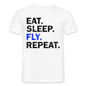 Eat Sleep Fly Repeat used look - Men's T-Shirt - white - Front - AI Model Male 178 dark (178cm)