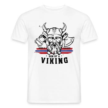 Vikings, Norge, born and raised son of a viking - Men's T-Shirt - white - Front - AI Model Male 178 dark (178cm)