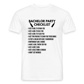Bachelor party checklist - Men's T-Shirt - white - Front - AI Model Male 178 dark (178cm)