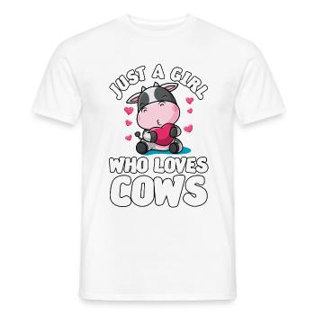 Cow Shirt Cow Love sweet for girls - Men's T-Shirt - white - Front - AI Model Male 178 dark (178cm)
