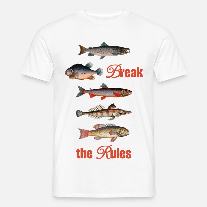 Break the Rules – Retro Fish Art - Männer T-Shirt - Weiß