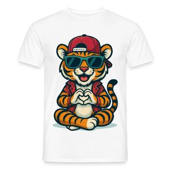 Chill Heart Tiger - Men's T-Shirt - white - Front - AI Model Male 178 dark (178cm)