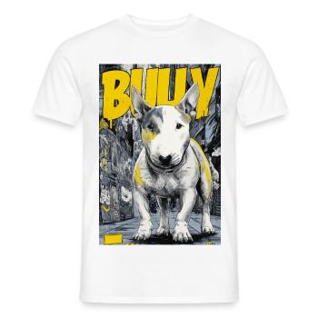 Bull Terrier – Chien des rues urbain dans le style BD - T-shirt homme - blanc - Devant - AI Model Male 178 dark (178cm)