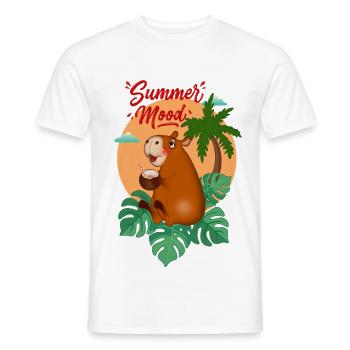 Tropical Capybara with Coconut - Men's T-Shirt - white - Front - AI Model Male 178 dark (178cm)