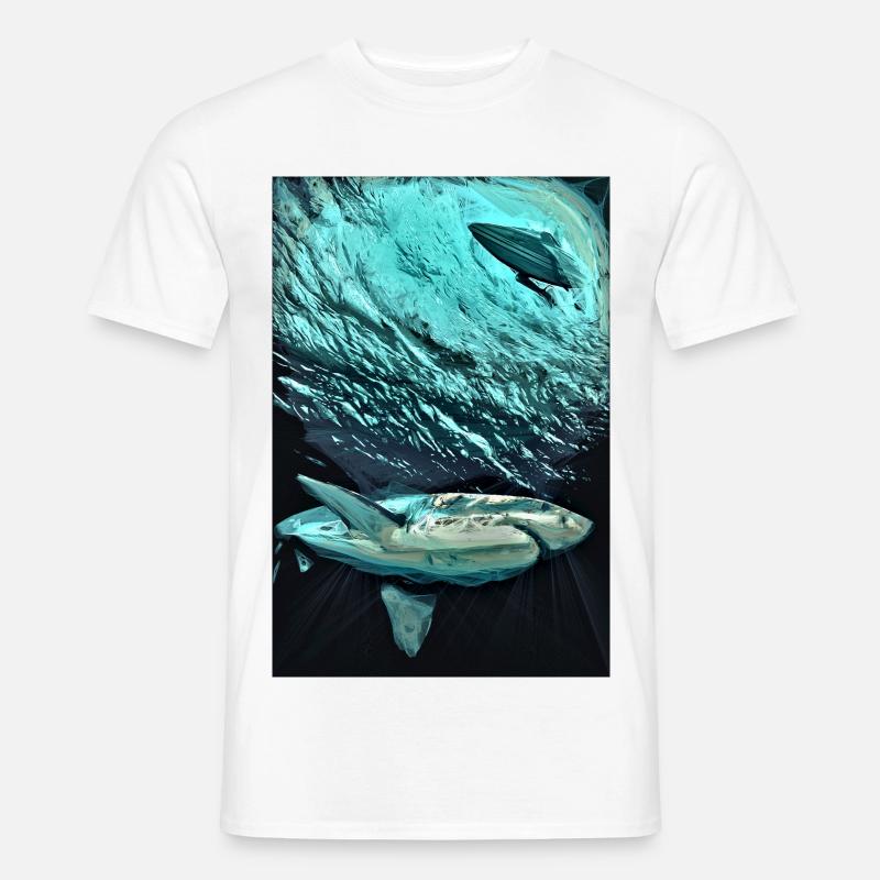 Turquoise Underwater Shark Dynamics - Men's T-shirt - white