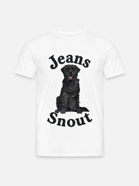Schwarzer Labrador Retriever im Jeansflicken-Stil - Männer T-Shirt - Weiß