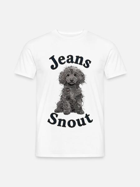 Grauer Toypudel im Jeansflicken-Stil - Männer T-Shirt - Weiß