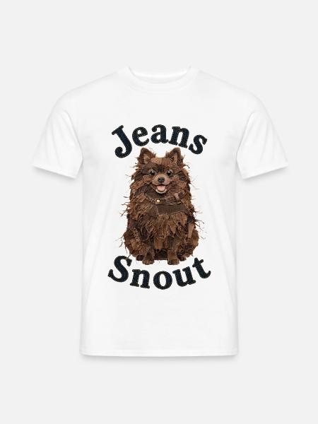 Brauner Spitz im Jeansflicken-Stil - Männer T-Shirt - Weiß