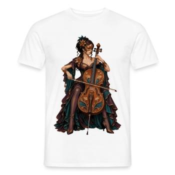 Cello Diva im ArtNouveau Gewand - Männer T-Shirt - Weiß - Vorne - AI Model Male 178 dark (178cm)